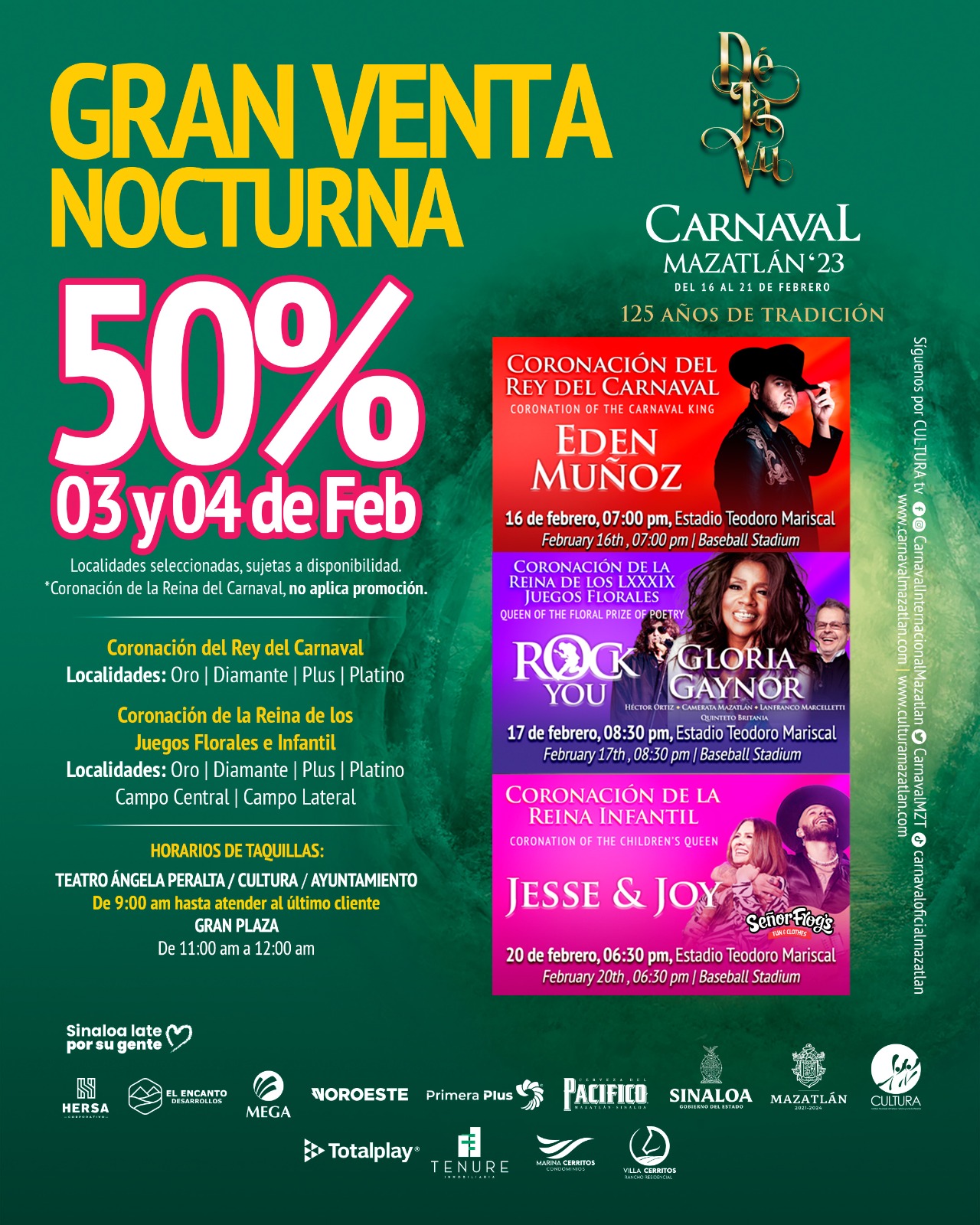 Este viernes 3 y sábado 4 de febrero, 50% de descuento en la compra de boletos para las coronaciones de Carnaval