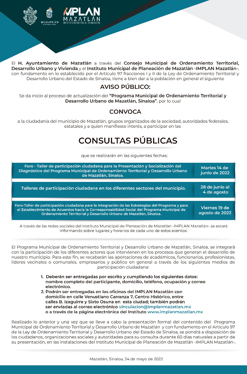 Implan busca ordenar el desarrollo urbano de Mazatlán