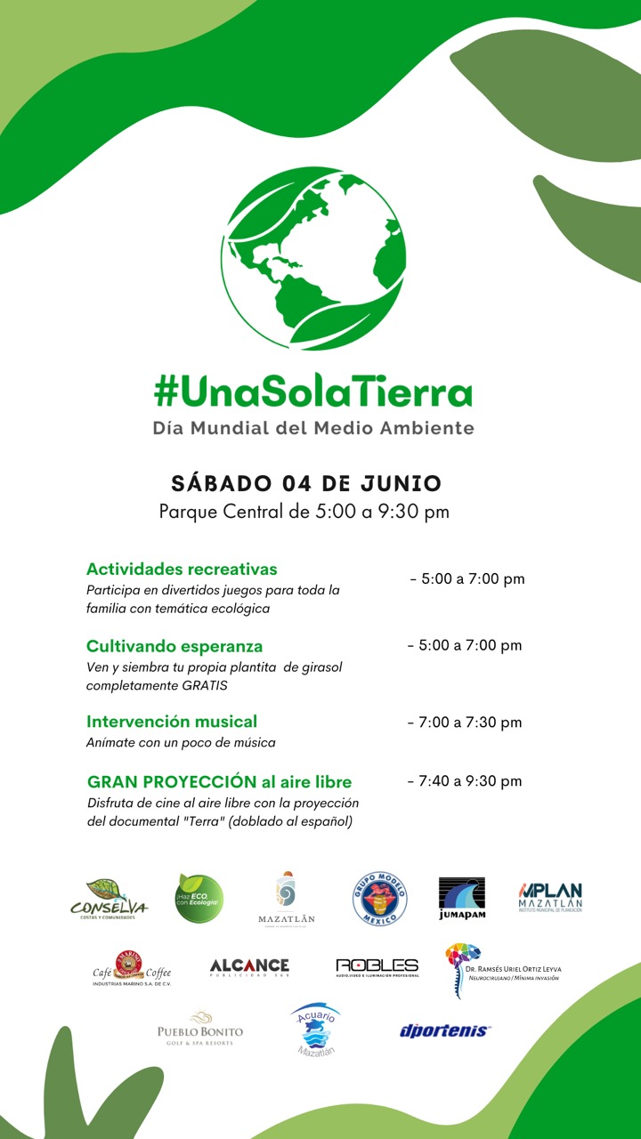 Gobierno Municipal, Conselva y la Dirección de Ecología invitan a celebrar el Día Mundial del Medio Ambiente en Parque Central Mazatlán