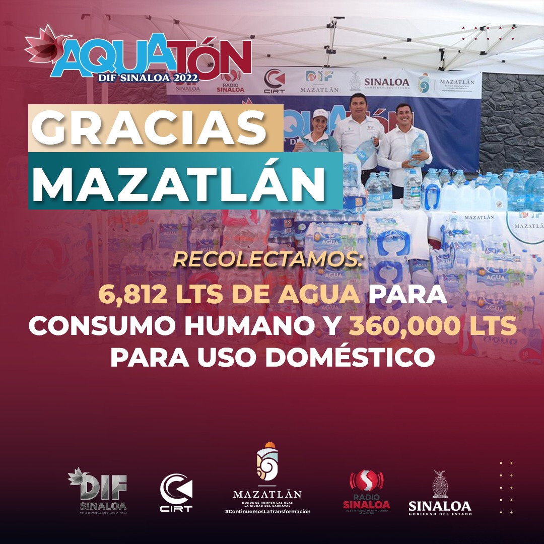Gobierno de Mazatlán se suma a la campaña Aquatón 2022 de DIF Sinaloa
