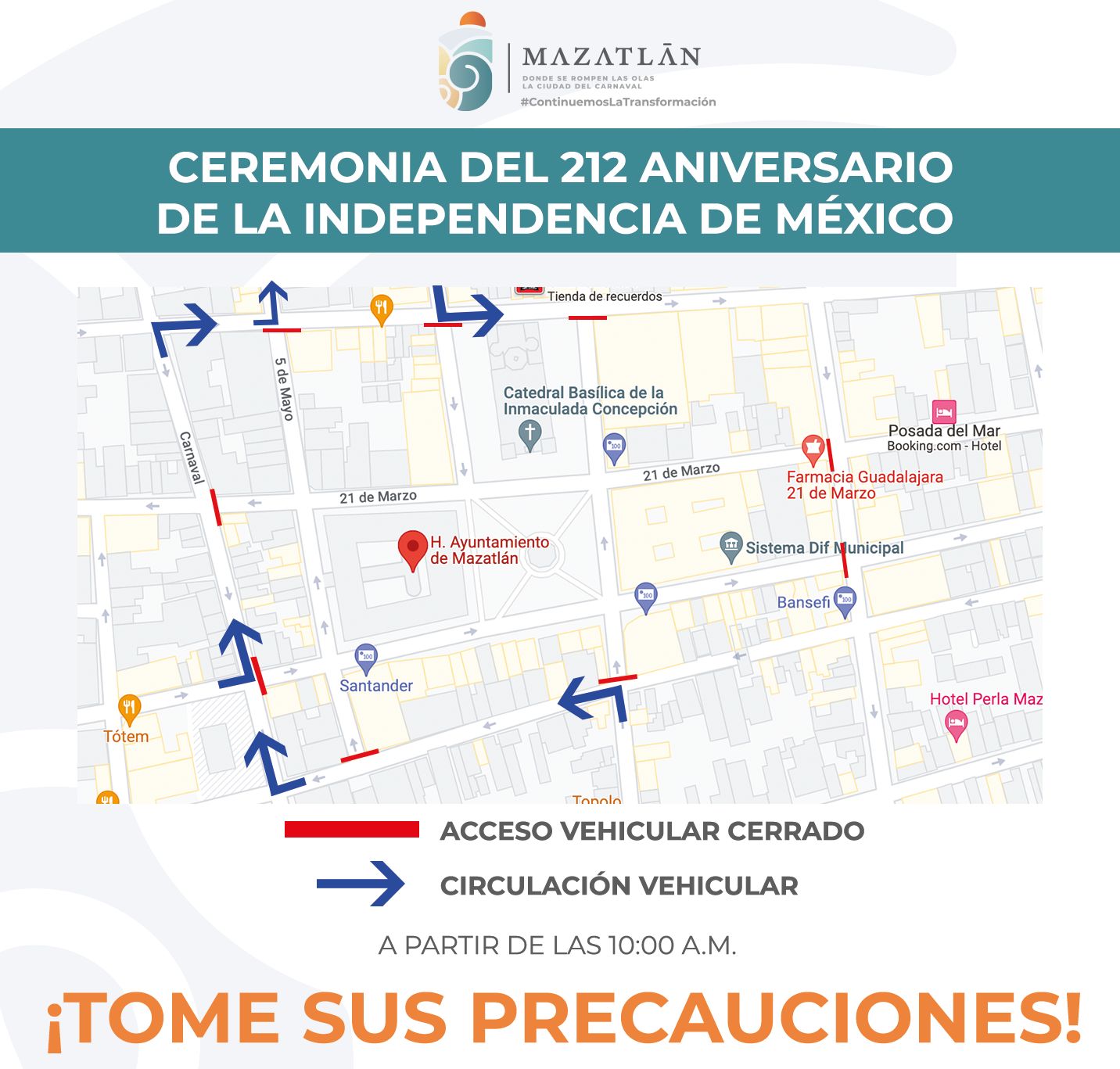 Listo operativo para la noche del Grito de Independencia el primer cuadro de la ciudad