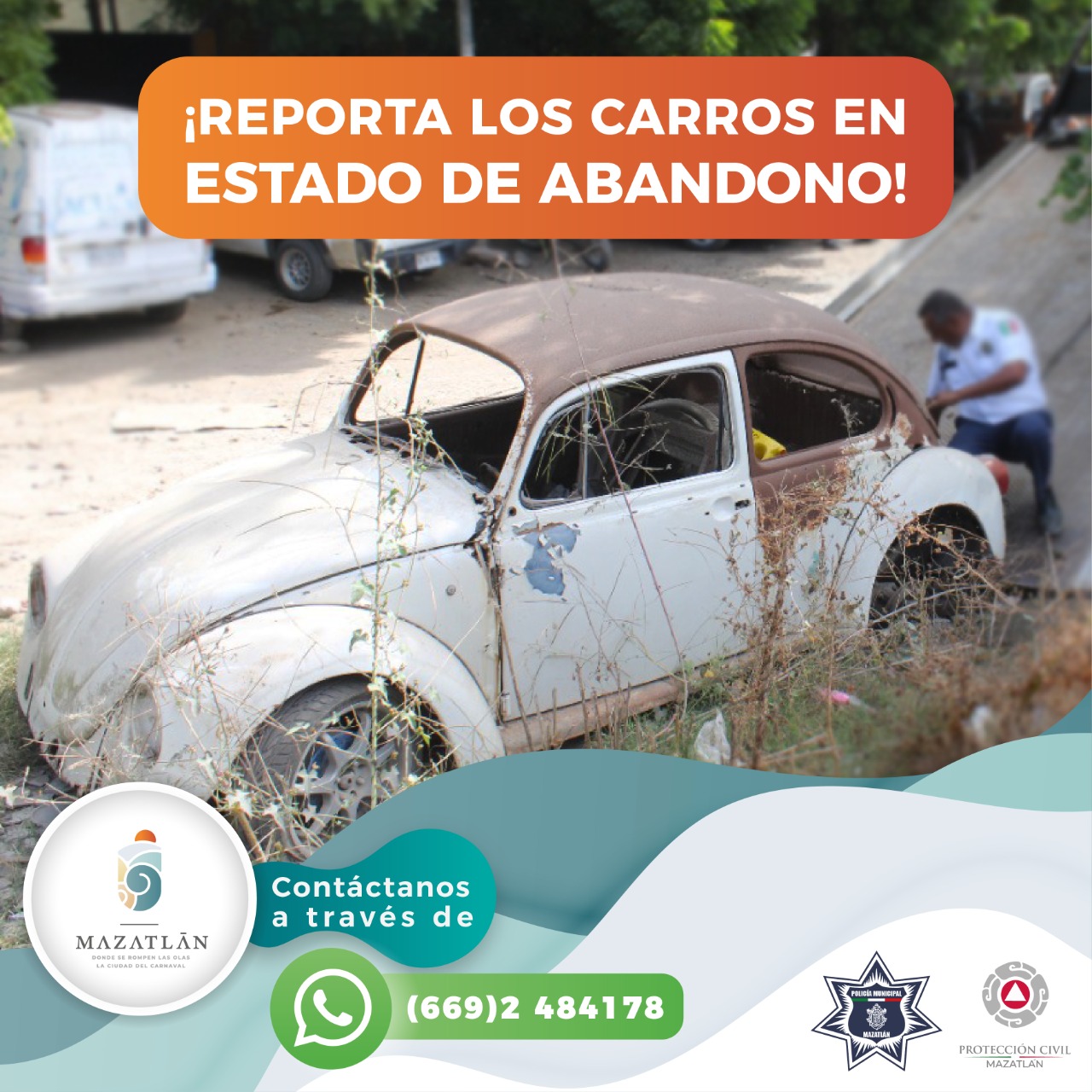 Llama Seguridad Pública a reportar vehículos en condición de abandono en la vía pública