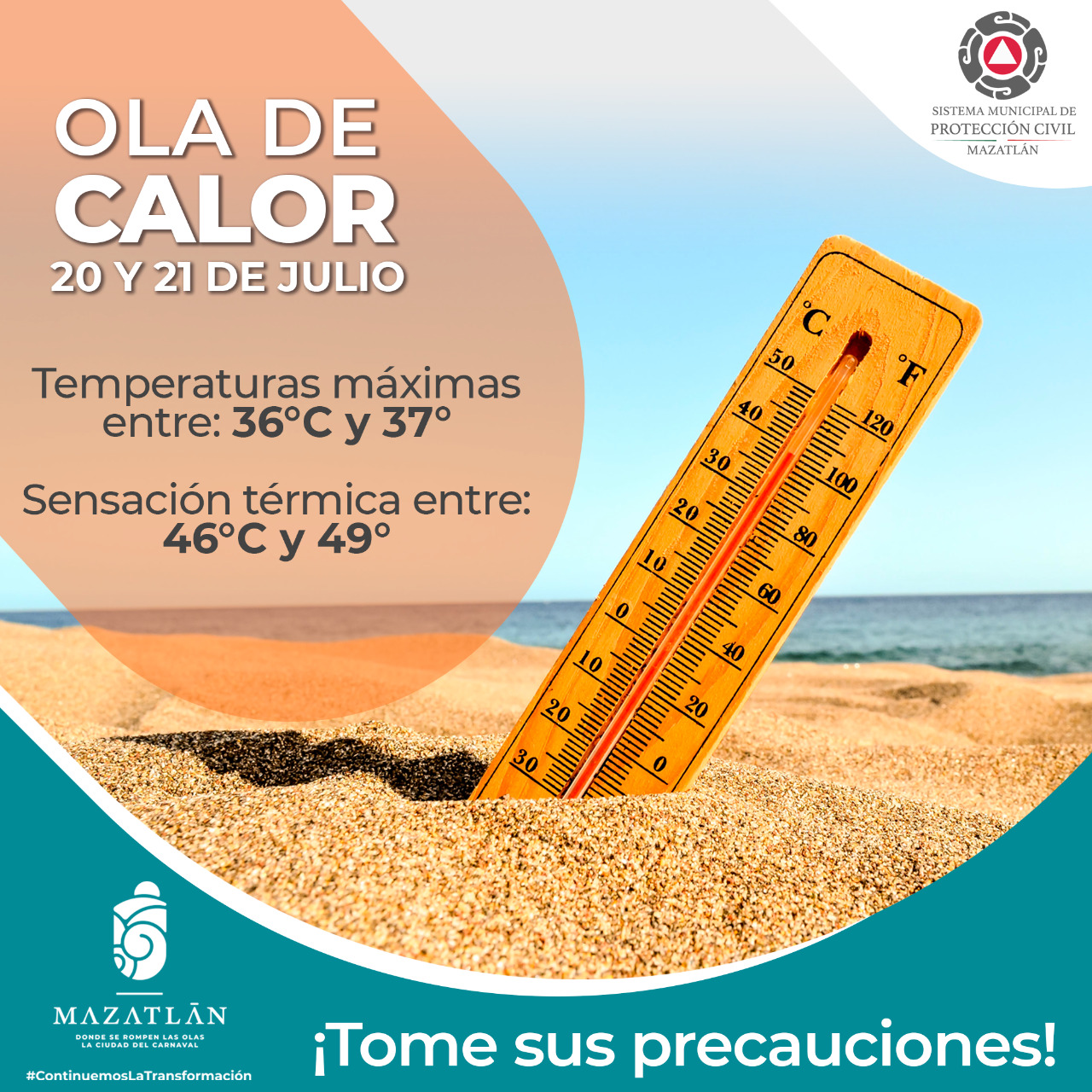Protección Civil emite recomendaciones por ola de calor en Mazatlán.