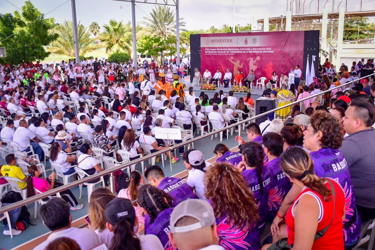 Gobierno de Mazatlán da la bienvenida a los XXIX Juegos Nacionales Deportivos, Culturales y Recreativos 2022 del Sindicato de la Secretaría de Bienestar.