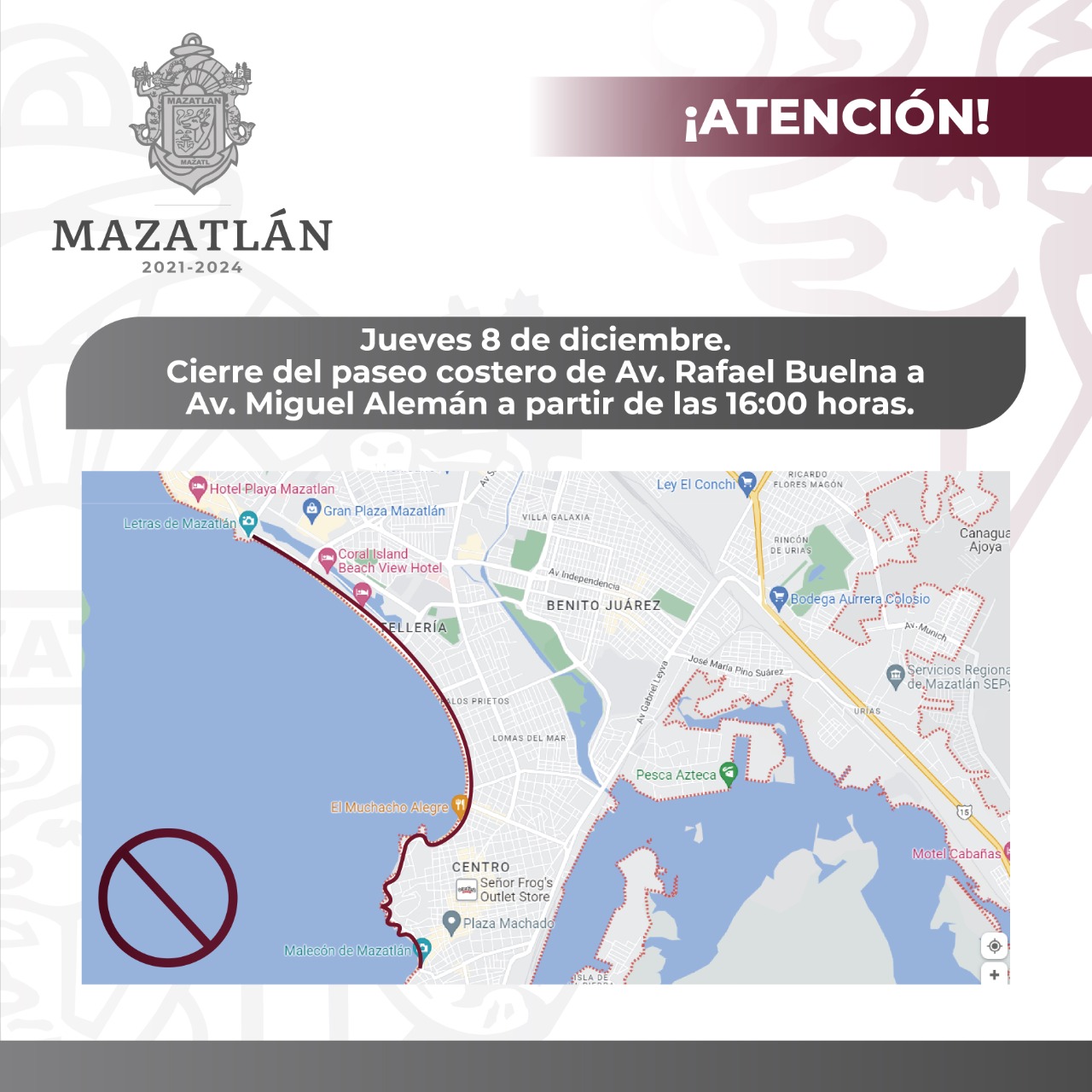 Por desfile navideño, el jueves será cerrada la avenida Del Mar a partir de las 16:00 horas.