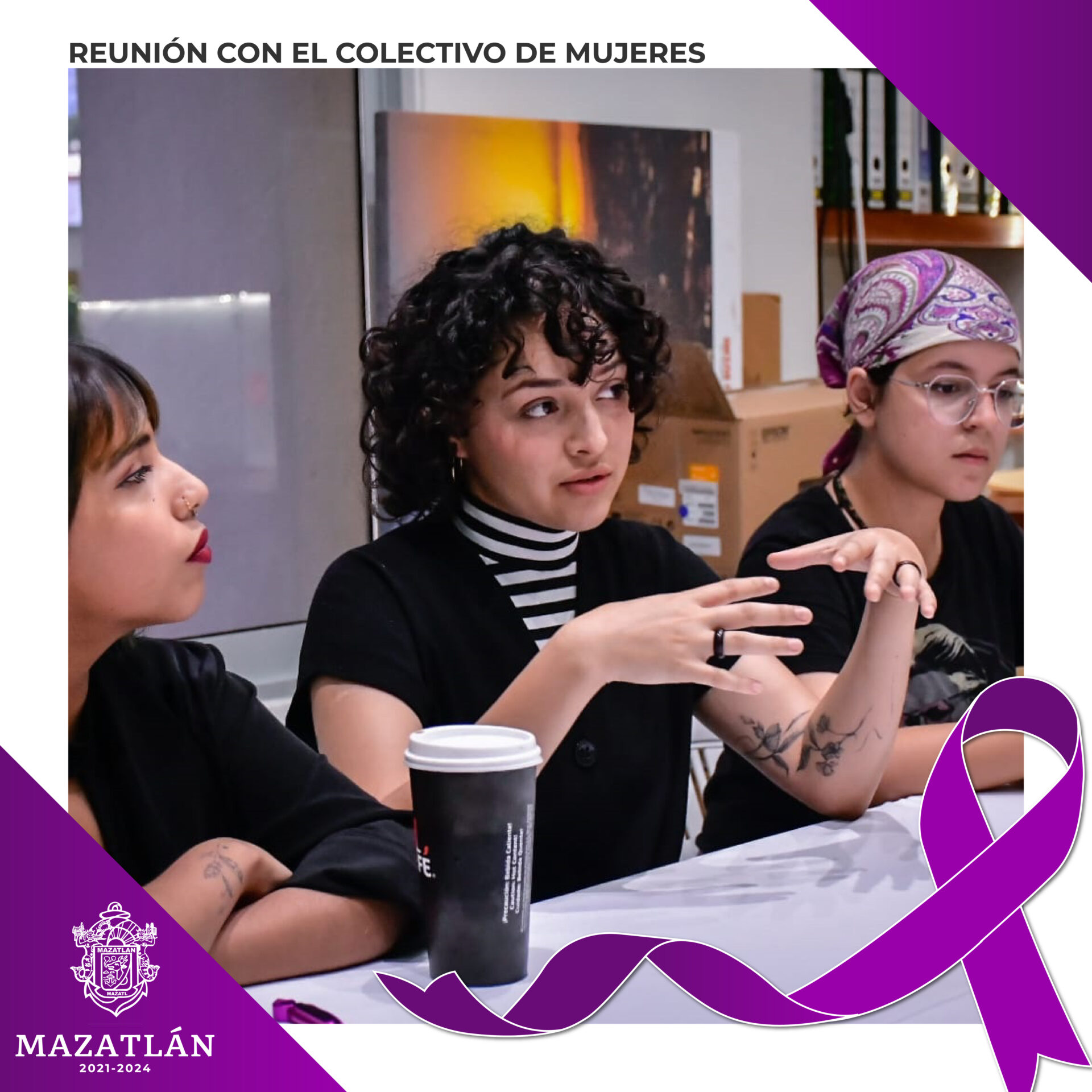 Sostiene alcalde mesa de trabajo con las colectivas feministas de Mazatlán