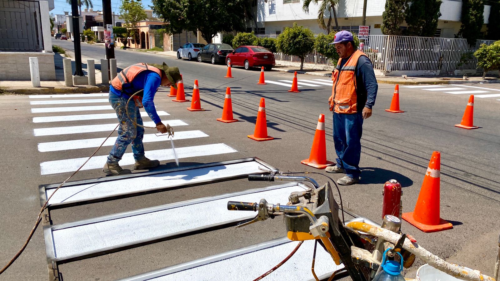 Obras públicas busca mejorar la vialidad a través del pintado de cruces de tipo cebra.